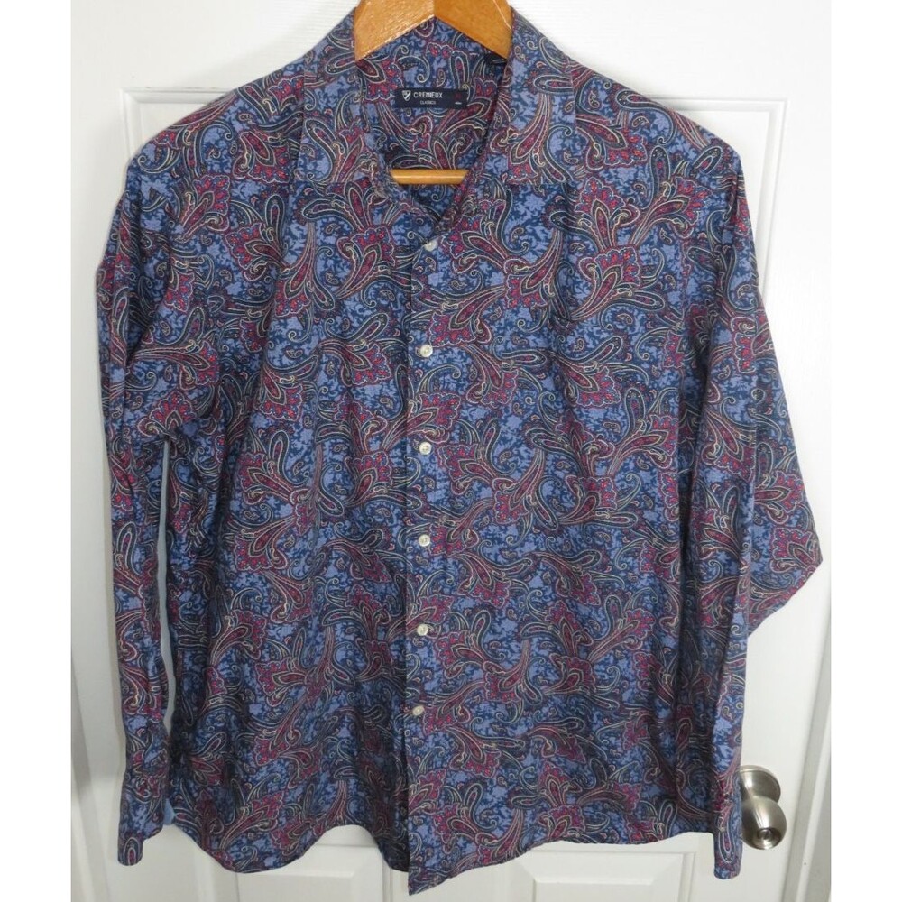 Cremieux Classic Button Down Shirt Mens XL Paisley Long Sleeve Cotton